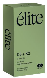 ELITE D3 + K3 kapsulas, 60 gab.