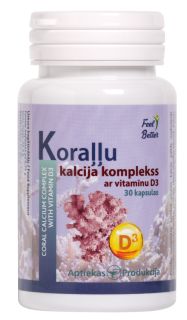 APTIEKAS PRODUKCIJA Koraļļu Kalcijs Ar D3 Vitamīnu kapsulas, 30 gab.