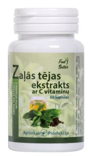 APTIEKAS PRODUKCIJA Zaļās Tējas Ekstrakts Ar C Vitamīnu 250 mg kapsulas, 60 gab.