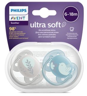 PHILIPS Avent Ultra Soft 6-18 m. māneklītis, 2 gab.