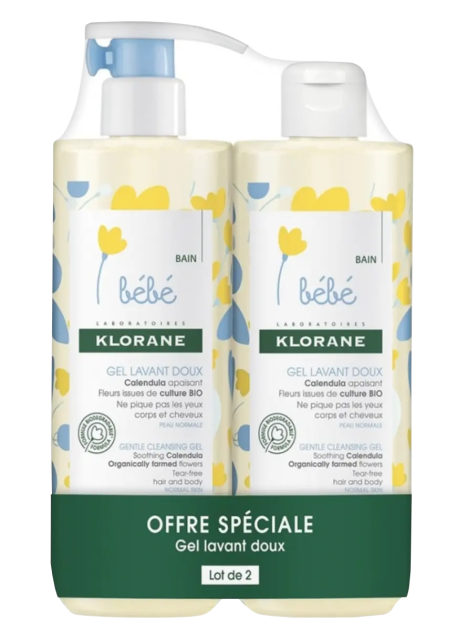 KLORANE Bebe Gentle Cleansing (500 ml) mazgāšanās želeja, 2 gab ...