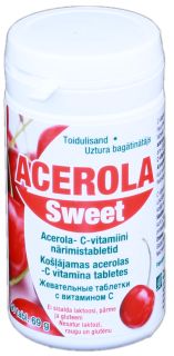 ACEROLA Sweet C Vitamīna 60 mg košļājamās tabletes, 90 gab.