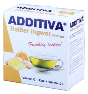 ADDITIVA ingvers + apelsīns + C vitamīns + cinks + D3 vitamīns karstais dzēriens, 10 gab.