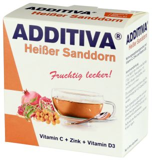 ADDITIVA smiltsērkšķis C vitamīns + cinks + D3 vitamīns karstais dzēriens, 10 gab.