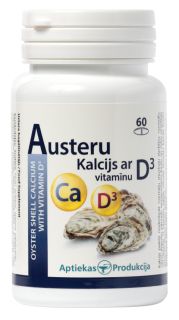 APTIEKAS PRODUKCIJA Austeru Kalcijs Ar D3 Vitamīnu tabletes, 60 gab.