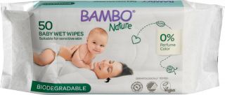 BAMBO NATURE Nature Biodegradable mitrās salvetes, 50 gab.