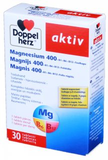 DOPPELHERZ Activ Magneesium 400 tabletes, 30 gab.