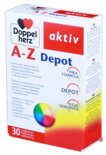 DOPPELHERZ Aktiv A - Z Depot tabletes, 30 gab.