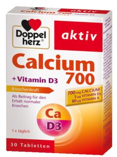 DOPPELHERZ Calcium 700 + Vitamin D3 tabletes, 30 gab.