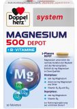 DOPPELHERZ System Magnesium 500 Depot + B vitamine tabletes, 30 gab.