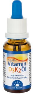 DR.JACOBS D3 K2 vitamīni pilieni, 20 ml