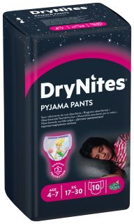 HUGGIES DryNites Meitenēm 4-7 gadi autiņbiksītes, 10 gab.