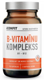 ICONFIT Vitamin B Complex B1-B12 kapsulas, 90 gab.