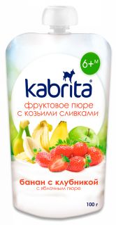 KABRITA Banānu-Zemeņu biezenis, 100 g