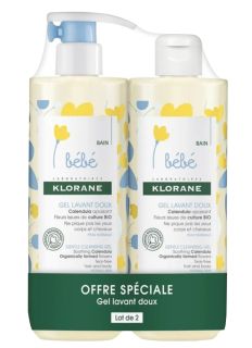 KLORANE Bebe Gentle Cleansing (500 ml) mazgāšanās želeja, 2 gab.