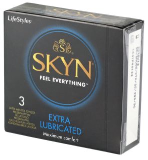 LIFESTYLES Skyn Extra Lubricated prezervatīvi, 3 gab.