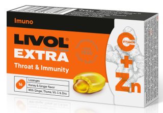 LIVOL EXTRA Throat & Immunity Ginger-Honey pastilas, 16 gab.