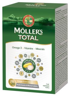 MOLLERS Total Omega - 3 tabletes + kapsulas, 56 gab.