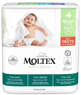 MOLTEX Eco Pure & Nature 4 Maxi (7-12 kg) biksītes, 22 gab.