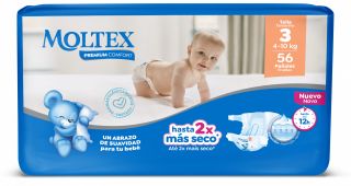 MOLTEX Premium Comfort 3 Midi (4-10 kg) autiņbiksītes, 56 gab.