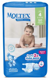 MOLTEX Premium Comfort 4 Maxi (9-15 kg) autiņbiksītes, 50 gab.