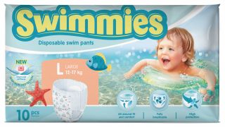 MOLTEX Swimmies L (12-17 kg) peldēšanas autiņbiksītes, 10 gab.
