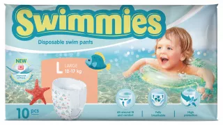 MOLTEX Swimmies L (12-17 kg) peldēšanas autiņbiksītes, 10 gab.