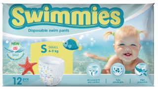 MOLTEX Swimmies S (4-9 kg) peldēšanas autiņbiksītes, 12 gab.