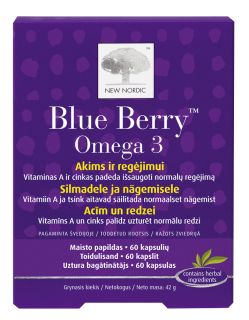 NEW NORDIC Blue Berry Omega 3 kapsulas, 60 gab.