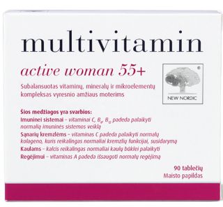 NEW NORDIC Multivitamin Active Woman 55+ tabletes, 90 gab.