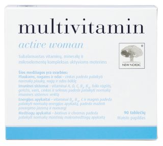 NEW NORDIC Multivitamin Active Woman tabletes, 90 gab.