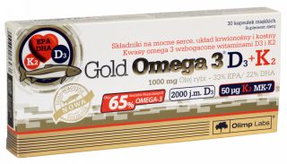 OLIMP LABS Gold Omega-3 D3+K2 kapsulas, 30 gab.