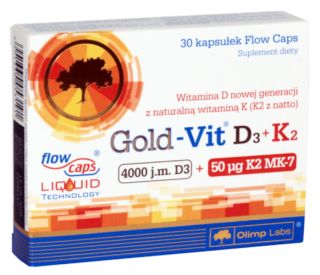 OLIMP LABS Gold Vit D3 + K2 4000SV + 50 mcg kapsulas, 30 gab.