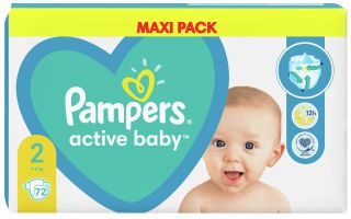 PAMPERS Active Baby Maxi 2 (4-8 kg) autiņbiksītes, 72 gab.