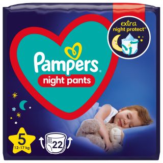 PAMPERS Night 5 (12-17 kg) biksītes, 22 gab.