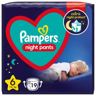 PAMPERS Night 6 (15+ kg) biksītes, 19 gab.