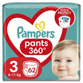 PAMPERS Pants 3, 6-11 kg autiņbiksītes, 62 gab.