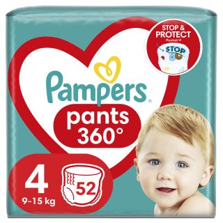 PAMPERS Pants-4 (9-15 kg) biksītes, 52 gab.