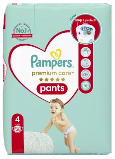 PAMPERS Premium Care 4 (9-15 kg) autiņbiksītes, 38 gab.