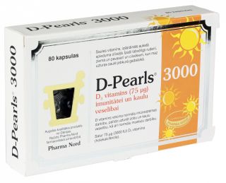 PHARMA NORD D-Pearls 3000 IU kapsulas, 80 gab.