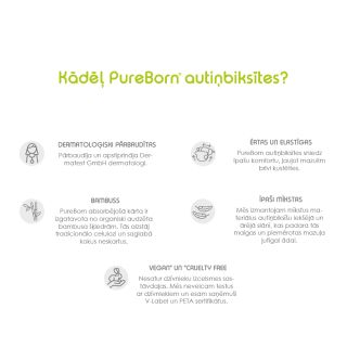 PUREBORN Size 2 3-6 kg autiņbiksītes, 64 gab.