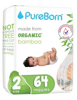 PUREBORN Size 2 3-6 kg autiņbiksītes, 64 gab.