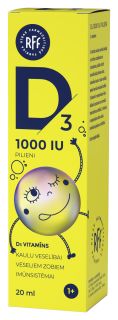 RFF D3 1000 IU pilieni, 20 ml