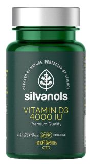 SILVANOLS Premium Vitamīn D3 4000 IU kapsulas, 120 gab.