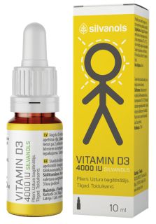 SILVANOLS Premium Vitamin D3 4000 IU pilieni, 10 ml