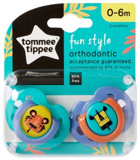 TOMMEE TIPPEE Fun unisex 0-6 m māneklītis, 2 gab.