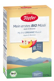 TOPFER Banānu Un Ābolu Bio no 8 mēn. putra muslis, 175 g