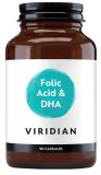 VIRIDIAN Folic Acid & DHA kapsulas, 90 gab.