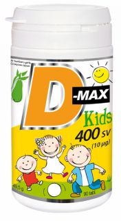 VITABALANS D-max Kids 400 SV (10 ug) košļājamās tabletes, 90 gab.