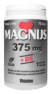 VITABALANS Magnijs 375 mg + B6 tabletes, 70 gab.